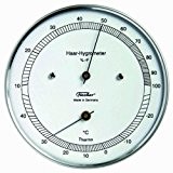 Fischer 111.01T Echthaar-Hygrometer mit Thermometer, Edelstahlgehäuse, ø 103 mm