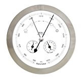 Fischer 1602-01 Wetterstation für Innen und Außen, Barometer-Thermometer-Hygrometer, Edelstahlgehäuse, ø 160 mm