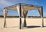 Flachdachpergola Firenze 3x3 Meter Sand mit Seitenwand Set