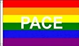 Flagge 150 x 90 cm Design: Gay Pride Regenbogenfarben Aufschrift: Pace, 100% Polyester-Material Flagge