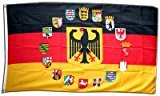 Flagge Deutschland mit Adler und Wappen der 16 Bundesländer - 90 x 150 cm