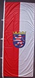Flagge Fahne Hessen mit Wappen, ca. 400 x 150 cm Hochformat, 160 g/m² Polyesterwebware Premiumqualität