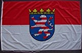 Flagge Fahne Hessen mit Wappen ca. 60 x 90 cm, 110 g/m² Polyesterwirkware
