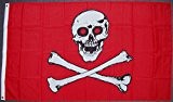 Flagge Fahne Pirat mit roten Augen und rotem Hintergrund, ca. 60 x 90 cm
