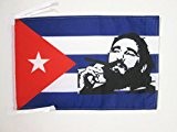 FLAGGE KUBA MIT FIDEL CASTRO 45x30cm mit kordel - KUBANISCHE FAHNE 30 x 45 cm - flaggen AZ FLAG Top ...