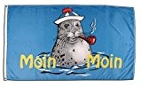 Flagge Moin Moin Seehund mit Pfeife 2 - 90 x 150 cm
