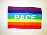 FLAGGE REGENBOGEN FRIEDEN PACE 45x30cm mit kordel - PEACE FAHNE 30 x 45 cm - flaggen AZ FLAG Top Qualität