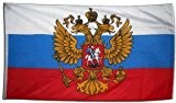 Flagge Russland mit Wappen - 90 x 150 cm