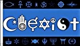 Flagge zum Weltfrieden / Zusammenleben verschiedener Religionen, 150 x 90 cm, 100 % Polyester, ideal für Kneipen, Clubs, Schule, Büro, Party-Dekoration