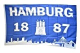 Flaggenfritze® Flagge Fanflagge Hamburg 1887 Silhouette - 90 x 150 cm