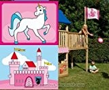 Flaggenset Mädchen für Spielturm, 2er Set - Kinderspielgeräte für Garten, Spielgeräte für Kinder, Spielturm, Spieltürme