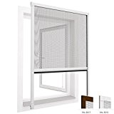 Fliegengitter Rollo für Fenster 130 x 160 cm in weiß Alu-Bausatz Klemmrollo mit Fiberglas Gewebe - weitere Größen und Farben ...