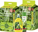 Floragard Grünpflanzen-Set, 2 x 20 L Aktiv Grünpflanzen- und Palmenerde + Flüssigdünger 0,75 L + Blattglanzspray 300 ml