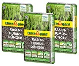 Floragard Rasen-Humus-Dünger 3 x 7,5 kg, Rasendünger mit Langzeitwirkung