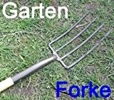 Forke massiv Metall mit Holzstiel und T-Griff, Garten Mist Gabel Forke Mistgabel (LHS)