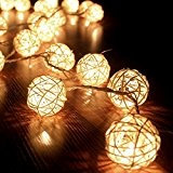 FRE 3M Sturm cremeweiß 20 Rattan-Ball Lichterkette String Lights - Ideal für Hochzeit, Weihnachten, Party, Heim-Dekoration