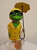 Frosch Zaunhocker Gärtner mit Schirm, gelb-grün, Exner Gartendeko