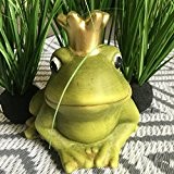 Froschkönig hockend Dekofrosch Keramik Frosch mit Krone