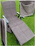 Frottee Liege Stuhl Schon Bezug, mit Seitentasche, 190 x 60 cm, für Gartenliege Strandliege, Baumwolle, ÖKOTEX (grau)