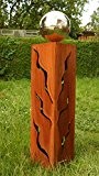 Frühjahr 2015 Rostsäulen 60cm schöne Gartendeko Skulptur mit Edelstahlkugel