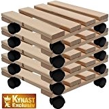 Fünf Pflanzenroller Holz MASSIV aus stabilem Buchenholz eckig 30 cm x 30 cm bis 120 KG