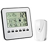 Funk Wetterstation Innen Außen, Oria® Digitales Wetterstation mit Hygrometer Thermometer Wetterprognose Dual Alarm und Anzeige auf Außensensor