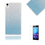 Für Sony Xperia Z5 Ultra Dünn Silikon Tasche,Für Sony Xperia Z5 Bling Glitter Schutz Hülle,Funyye Luxus [Licht Blau Gradient Farbe] ...