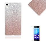 Für Sony Xperia Z5 Ultra Dünn Silikon Tasche,Für Sony Xperia Z5 Bling Glitter Schutz Hülle,Funyye Luxus [Rosen-Gold Gradient Farbe] Sparkles ...