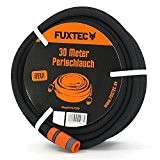 FUXTEC Perlschlauch FX-PS15 / 30 / 50 m premium Tropfschlauch Druckminderer für optimale Bewässerung inkl. Bodenhaken, verbindern und Endstücken