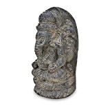 Ganesha Hinduismus Buddhismus Gott Götterbote Ganapati Geschenk Steinfigur Lavastein Grau 28 cm