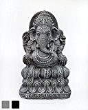 Ganesha Statue Wohnaccessoire Wohndeko Gartenfigur Skulptur - Steinguss - 40cm, 23x17x40 cm, Steinguss, Anthrazit