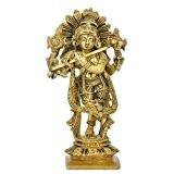 gangesindia Lord Shri Krishna Messing Idol 14 cm H x 7,6 cm W Gold
