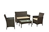 Garden Furniture Set Table Chair and Sofa Black RATTAN Conservatory, Patio Garden by Rattan