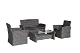 Garden Impressions Lounge Set, 4-teilige Poly-Rattan Gruppe "FIJI", Sitz- und Rückenkissen - Witterungsbeständige Garten Sitzgruppe, earl grau, 109x60x37 cm, 06460SO