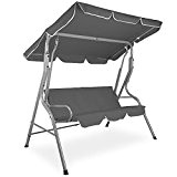 Garden Swing Chair GSB03-2 Hammock Seat Canopy for 3 Persons Steel frame, Grey