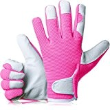 GardenersDream Leder Gartenarbeit / Arbeitshandschuhe - Mittel Bequeme Slim-Fit Premium Qualität Handschuhe - Ideal Geschenk für Männer, Frauen (Weiblich / ...