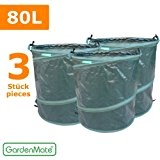GardenMate® 3x Pop-up Gartensack 80l - Selbstaufstellend aus robustem PE-Gewebe