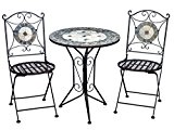 Garnitur Gartentisch 2 Stühle Eisen Fliesen Mosaik Garten Tisch Stuhl antik Stil