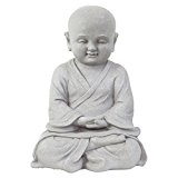 Garten Deko Figur Shaolin Mönch Buddha Meditieren Stein Effekt in Grau - 42cm Hoch