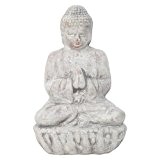 Garten Deko Figur Terracotta/ Ton Kleiner Betender Buddah in Grau 17cm Hoch