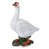 Garten Figur Weiße Deko Gans Ente Stehend aus Kunstharz