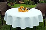 Garten-Tischdecke ABWASCHBAR mit Acryl und BLEIBAND, Form und Größe sowie Farbe wählbar,140 cm rund weiß Rustikal
