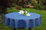 Garten-Tischdecke ABWASCHBAR mit Acryl und BLEIBAND, Form und Größe sowie Farbe wählbar,120 cm rund blau Rustikal