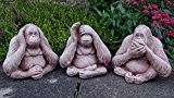 Gartendeko, drei Affen (nichts Böses sagen / sehen / hören) – von Hand gegossen, Kunststein Gartenornament/Statue/Skulptur