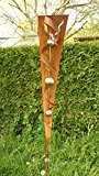 Gartendeko Garten Skulptur Rost Stecker mit Glanz Edelstahlkugeln