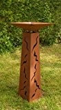 Gartendeko Rost Säule konisch 100cm mit Risse und Schale