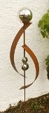 Gartendeko Rost Stecker Lieblingsstab 120 cm mit 3 Edelstahlkugeln