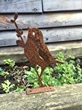 Gartendeko Vogel mit Zweig Baumtier Metall Rost Deko