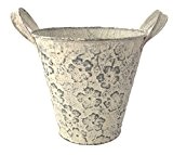 Gartendekoration Metalleimer Blumentopf aus Blech weiß Ø 16cm 18cm hoch • vielseitig verwendbar • als Pflanztopf Übertopf verwendbar• shabby chic
