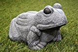 Gartenfigur Frosch groß Steinguss Schiefergrau
